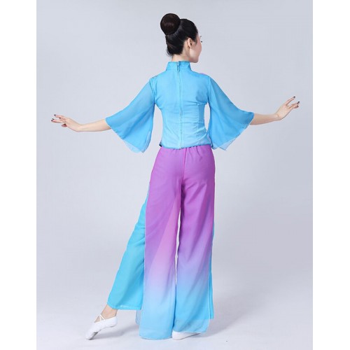 Women's cheap chinese folk dance costumes ancient traditional classical fan umbrella dance dress costumes
